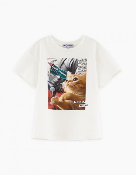 Футболка с котом для девочки Футболка с котом для девочки