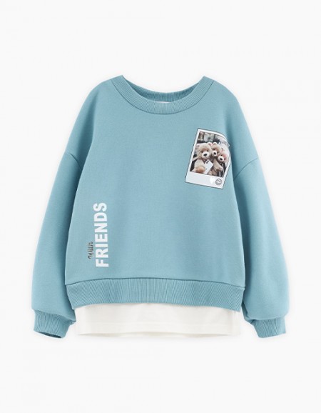 Свитшот с эффектом многослойности для девочки Свитшот с эффектом многослойности для девочки