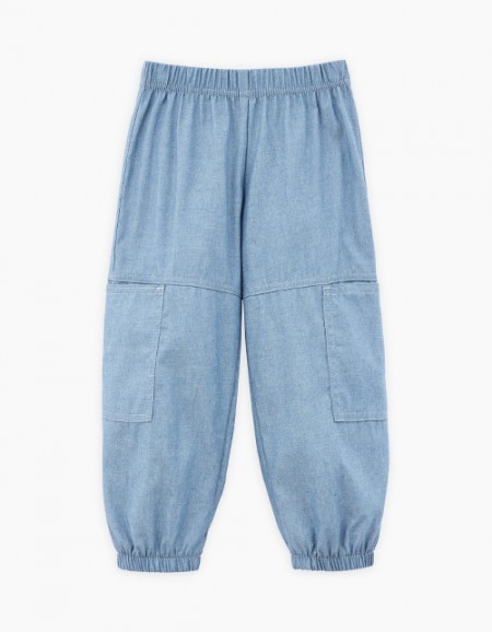 Джинсовые брюки парашюты для девочки