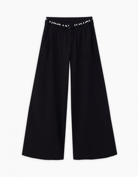 Чёрные широкие брюки для девочки