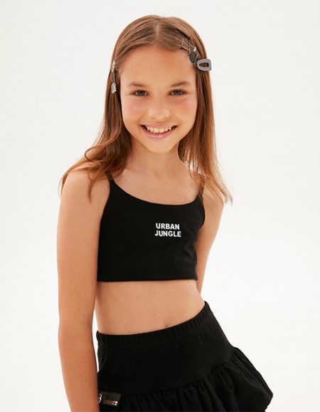 Чёрный топ бюстье для девочки