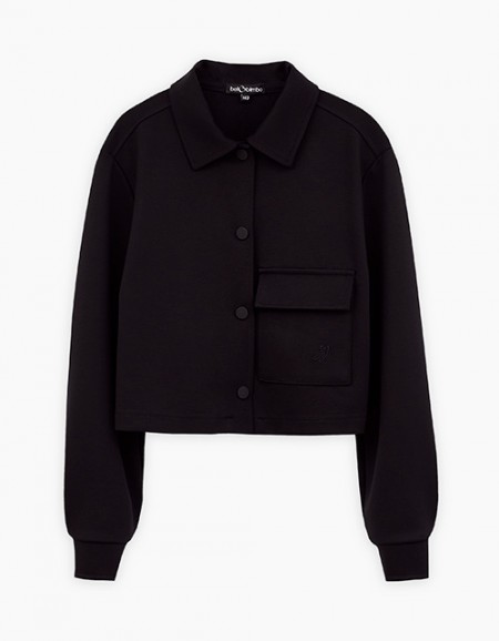 Чёрный укороченный жакет для девочки