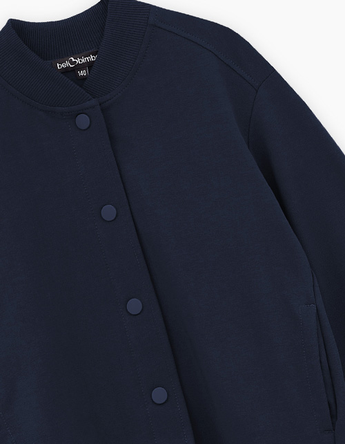 Тёмно-синий жакет-бомбер для девочки Тёмно-синий жакет-бомбер для девочки