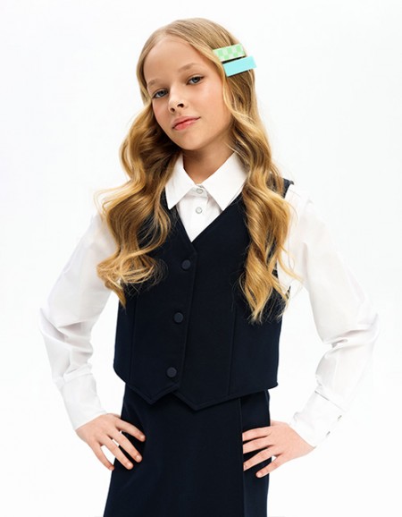 Тёмно-синий жилет для девочки