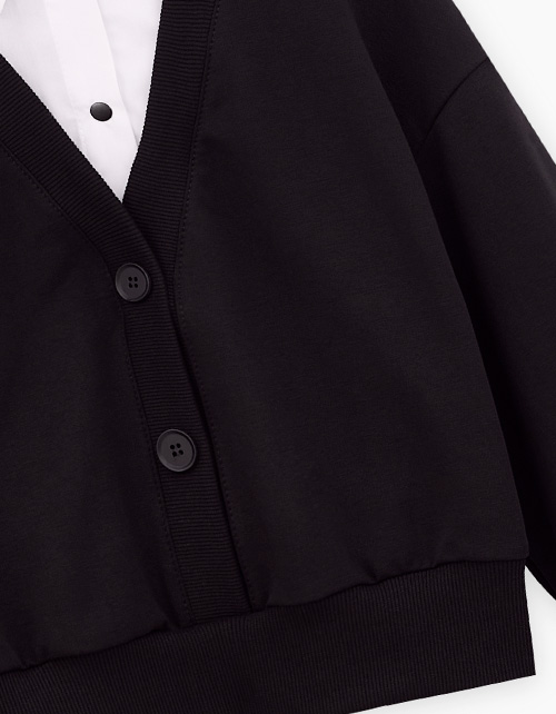 Чёрный джемпер-обманка для девочки Чёрный джемпер-обманка для девочки