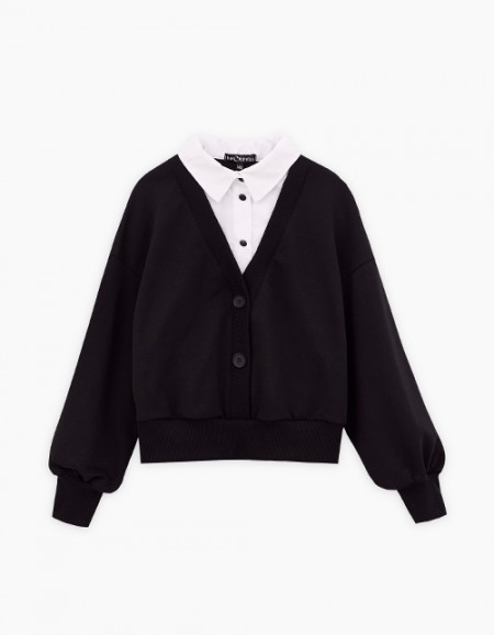 Чёрный джемпер-обманка для девочки