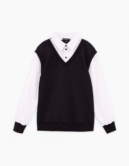 Чёрный джемпер-поло для мальчика