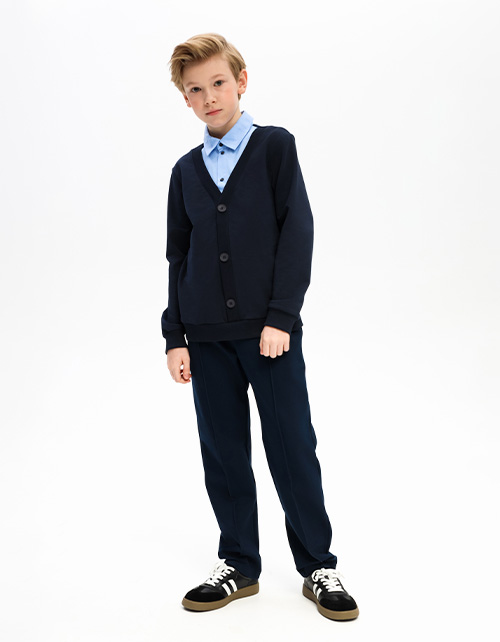 Тёмно-синий джемпер-обманка для мальчика