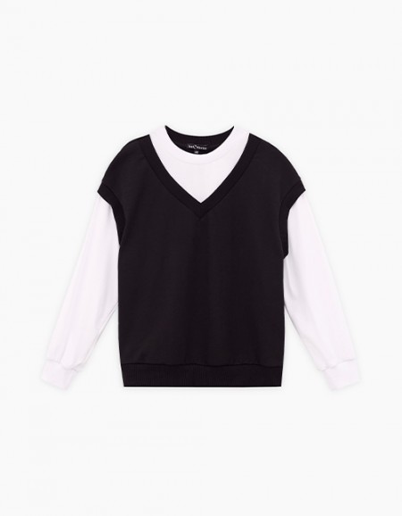 Чёрный джемпер-обманка для девочки