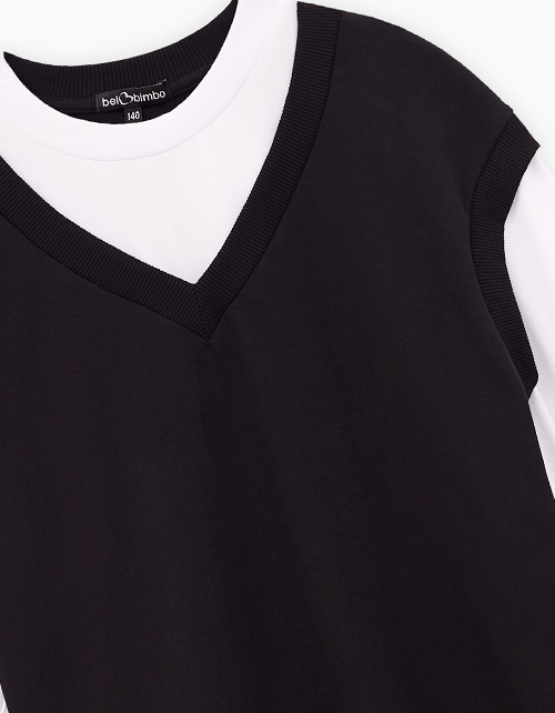 Чёрный джемпер-обманка для девочки