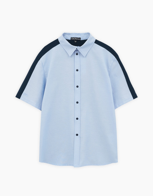 Голубая рубашка с коротким рукавом для мальчика Голубая рубашка с коротким рукавом для мальчика