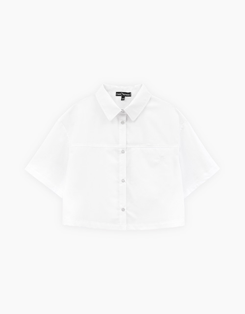 Белая кроп-рубашка для девочки Белая кроп-рубашка для девочки