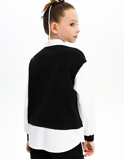 Чёрный джемпер-обманка для девочки