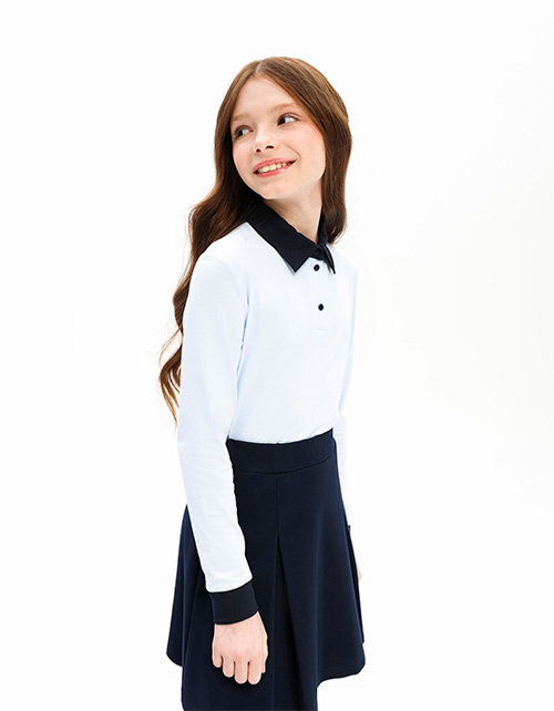 Голубой джемпер-поло для девочки Голубой джемпер-поло для девочки