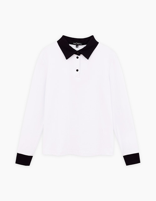 Белый джемпер-поло для девочки Белый джемпер-поло для девочки