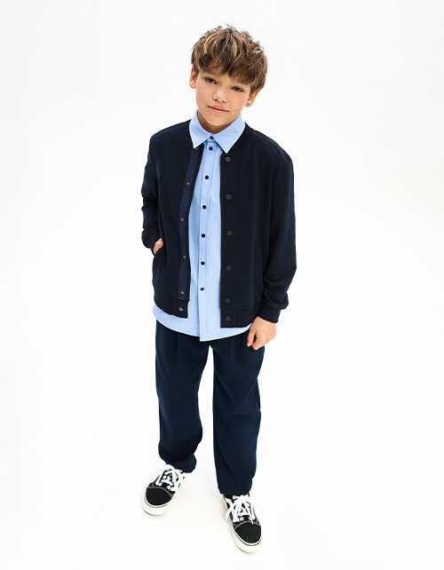 Тёмно-синий жакет-бомбер для мальчика