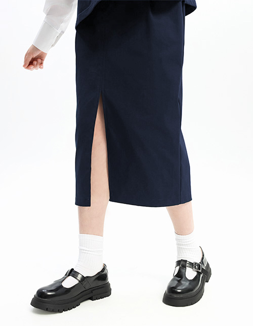 Тёмно-синяя юбка-миди для девочки