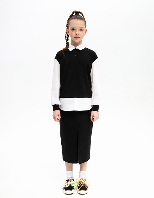 Чёрная юбка-миди для девочки