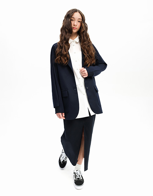 Тёмно-синяя юбка-миди для девочки