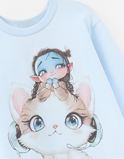 Голубой лонгслив для девочки