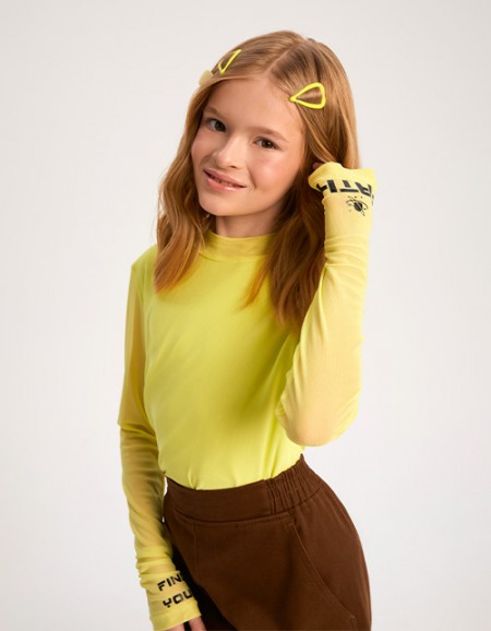 Лонгслив лайм для девочки