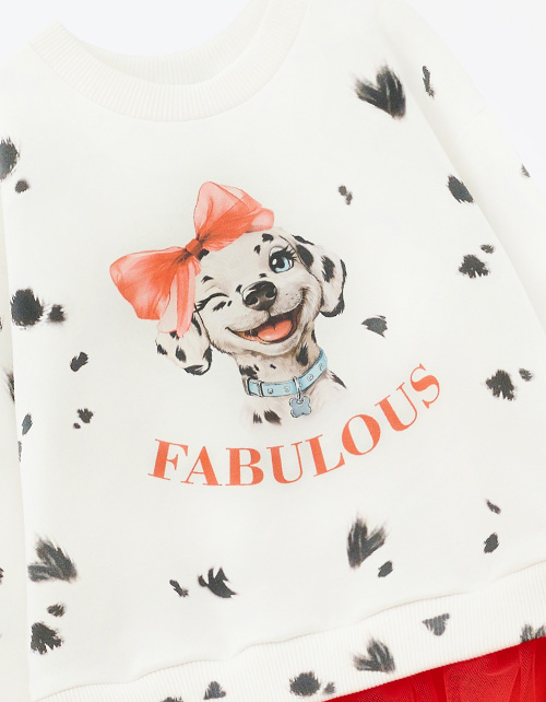 Платье с красной юбкой для девочки