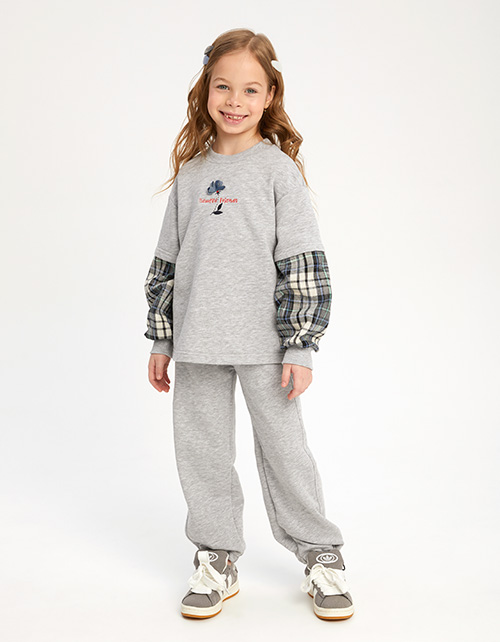 Брюки оттенка серый-меланж для девочки