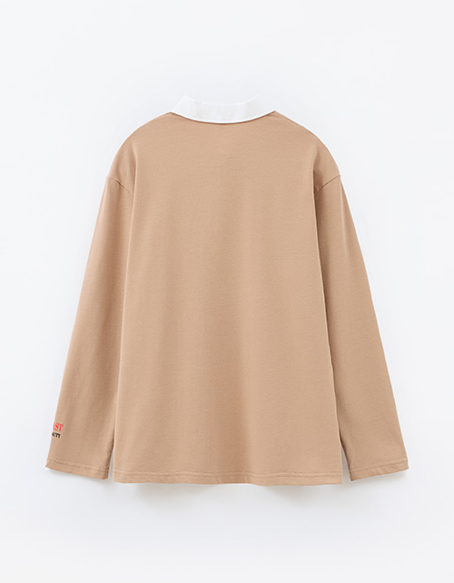Бежевый лонгслив-поло для девочки Бежевый лонгслив-поло для девочки