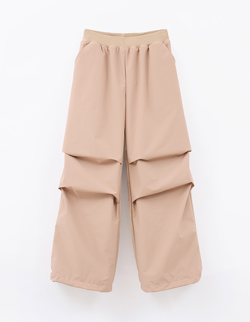 Бежевые утеплённые брюки-парашюты на флисе для девочки