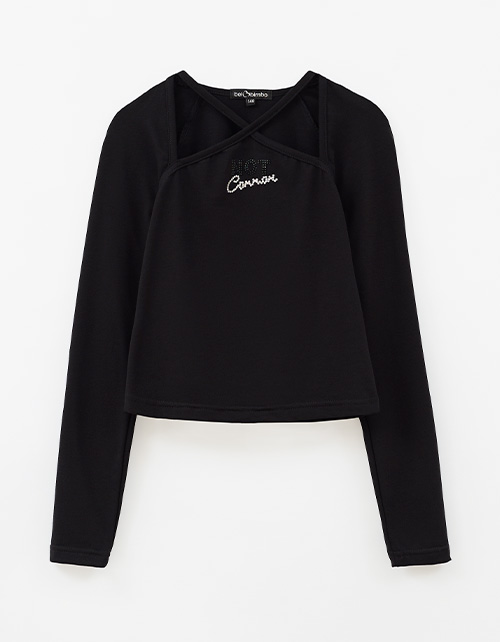 Стильный чёрный лонгслив для девочки