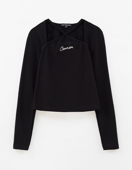 Стильный чёрный лонгслив для девочки