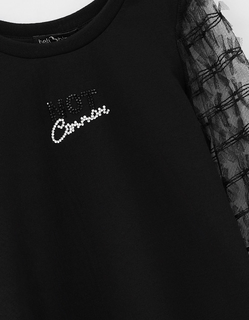 Чёрный лонгслив для девочки Чёрный лонгслив для девочки