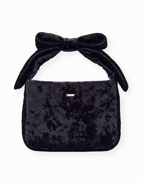 Элегантная чёрная бархатная сумка для девочки