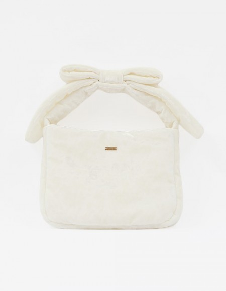 Стильная молочная бархатная сумка для девочки Стильная молочная бархатная сумка для девочки