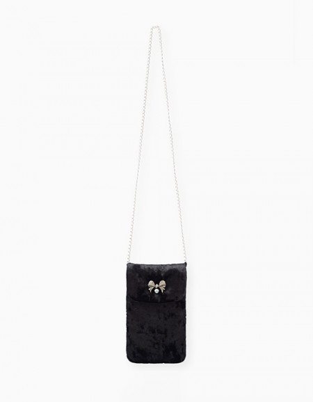 Стильная бархатная сумка в чёрном цвете для девочки Стильная бархатная сумка в чёрном цвете для девочки