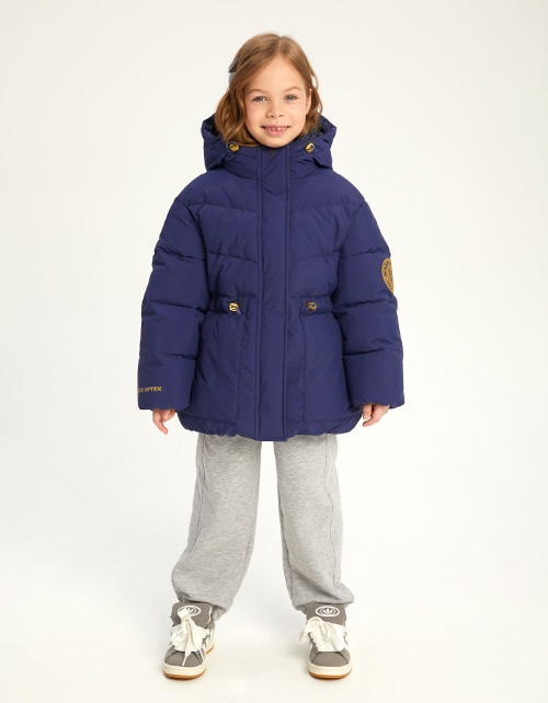 Тёмно-синяя зимняя куртка для девочки