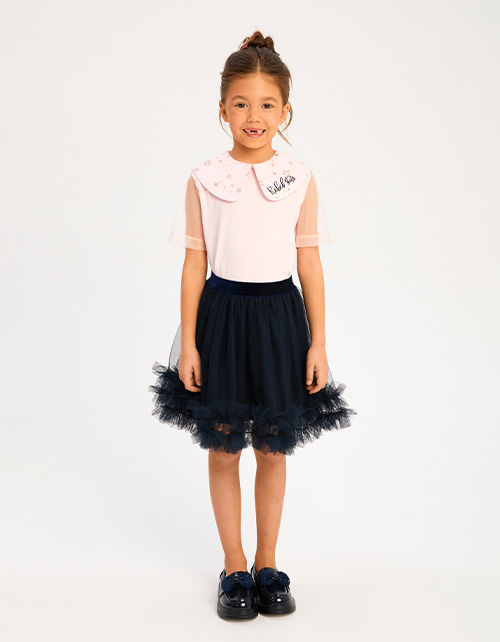 Футболка с воротником для девочки Футболка с воротником для девочки