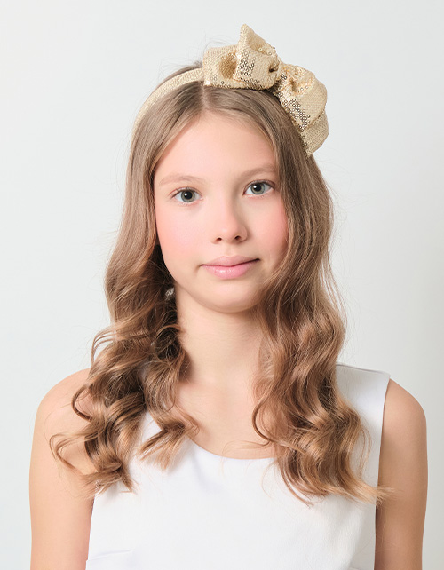 Элегантный золотой ободок с бантом Элегантный золотой ободок с бантом