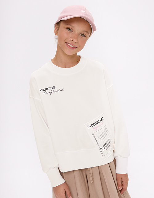 Дизайнерский молочный свитшот для девочки Дизайнерский молочный свитшот для девочки