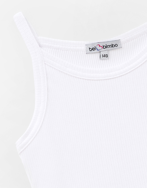 Белый укороченный топ на бретелях для девочки