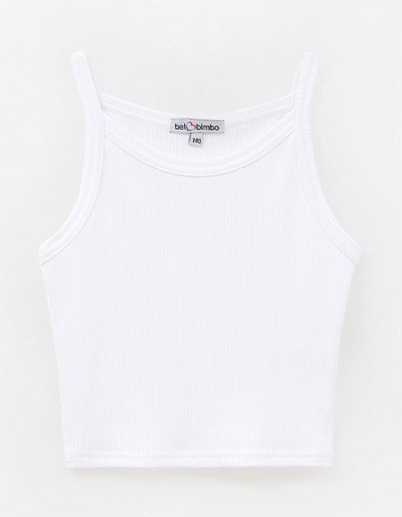 Белый укороченный топ на бретелях для девочки