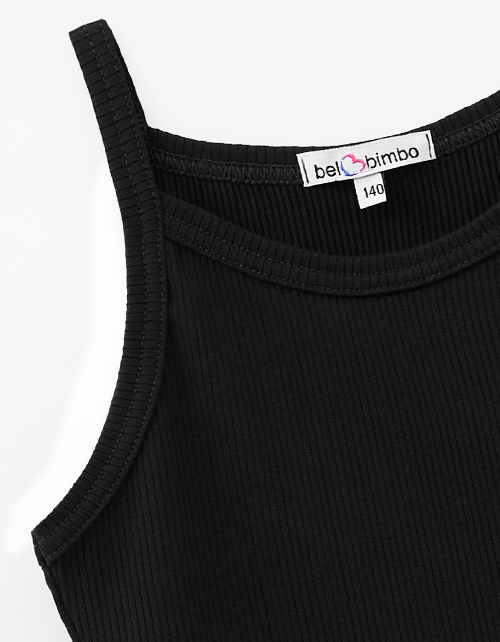 Чёрный укороченный топ на бретелях для девочки