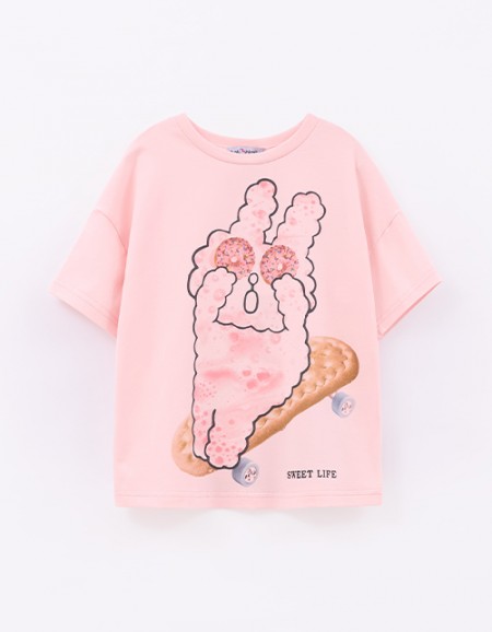 Пудрово-розовая футболка для девочки