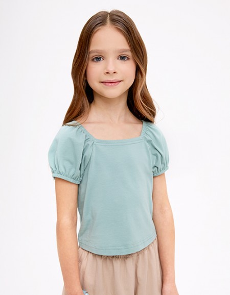 Мятный укороченный топ для девочки