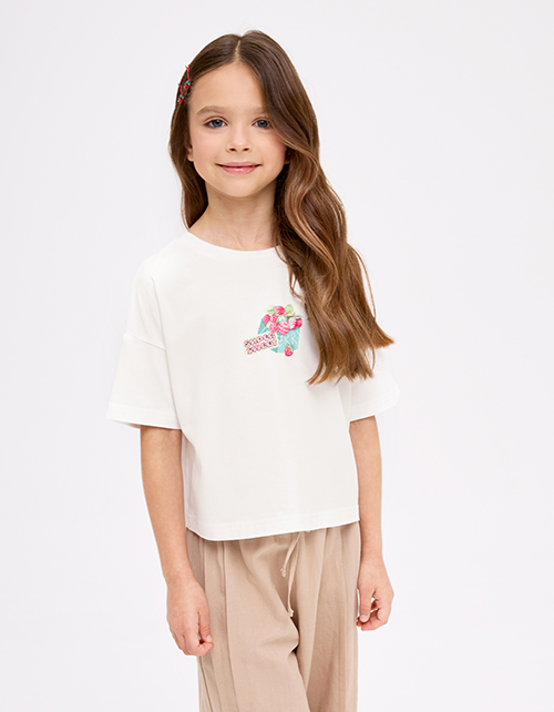 Молочный укороченный топ для девочки