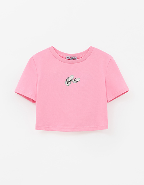 Розовый укороченный топ для девочки Розовый укороченный топ для девочки