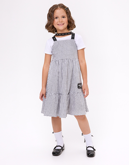 Сарафан в клетку на бретелях для девочки