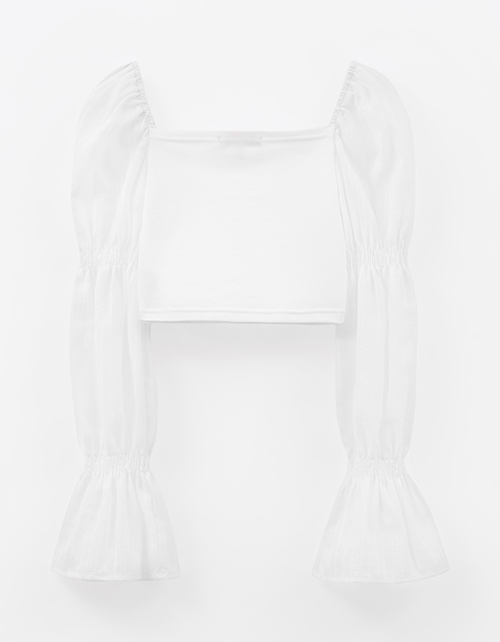 Укороченная молочная блузка для девочки Укороченная молочная блузка для девочки