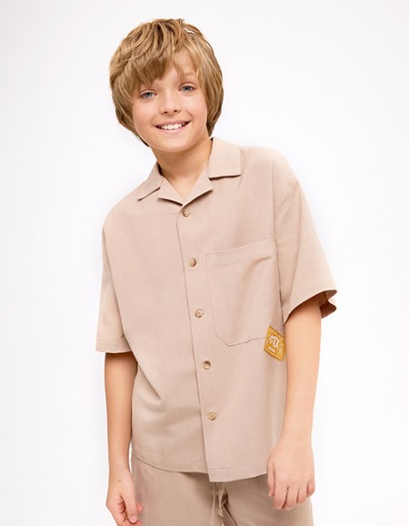 Льняная рубашка с коротким рукавом для мальчика