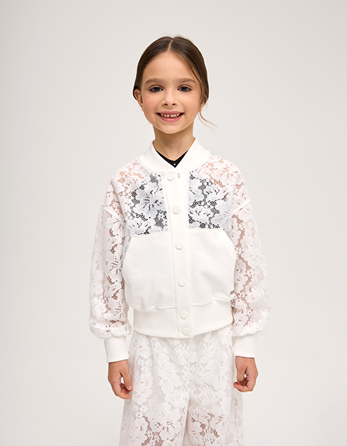 Кружевной жакет-бомбер для девочки